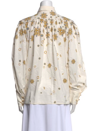 Louis Feraud Printed Long Sleeve Button-Up Top