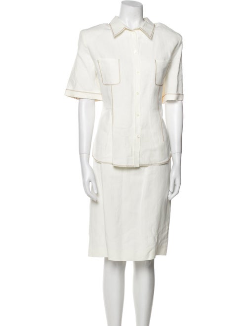 Louis Feraud Pleated Accents Skirt Set