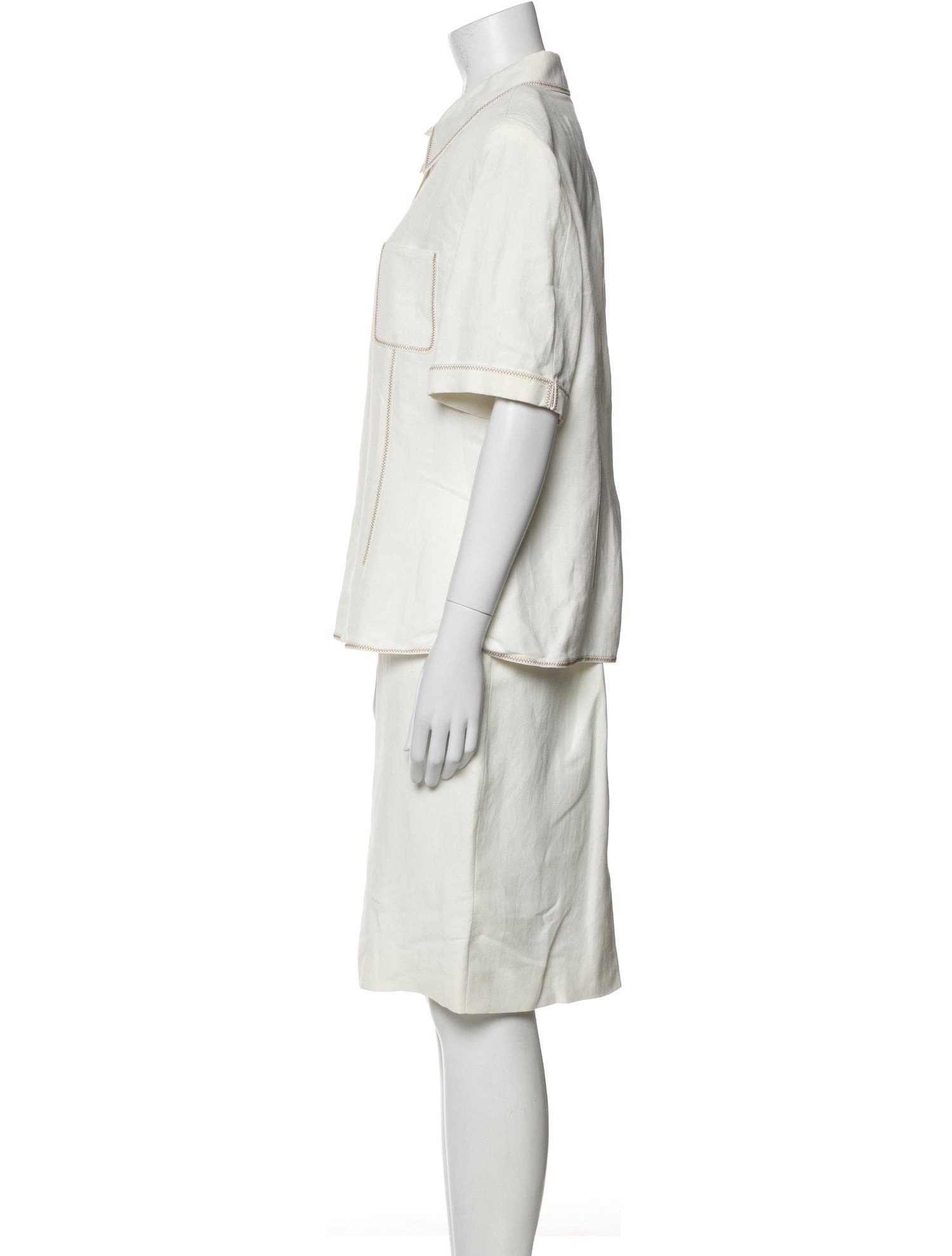 Louis Feraud Pleated Accents Skirt Set