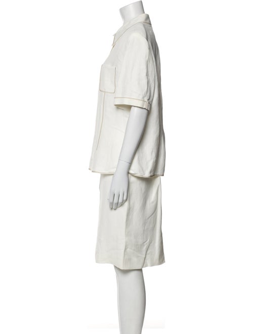 Louis Feraud Pleated Accents Skirt Set