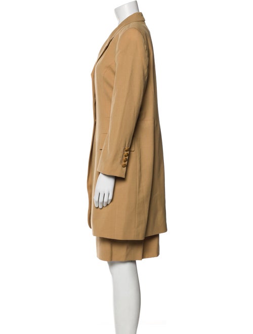 Louis Feraud Virgin Wool Pleated Accents Skirt Set