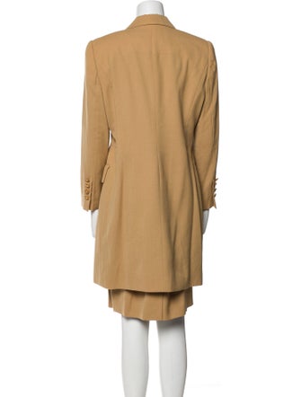 Louis Feraud Virgin Wool Pleated Accents Skirt Set