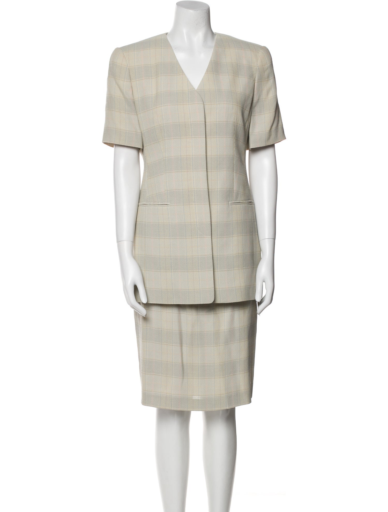 Louis Feraud Wool Striped Skirt Suit