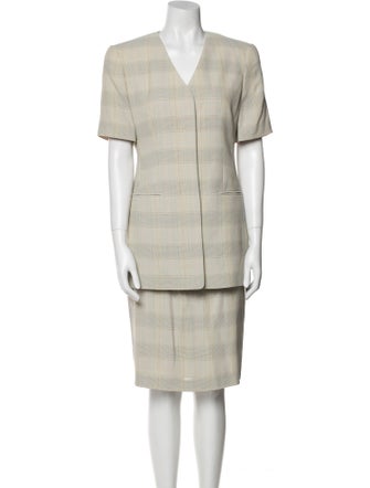 Louis Feraud Wool Striped Skirt Suit