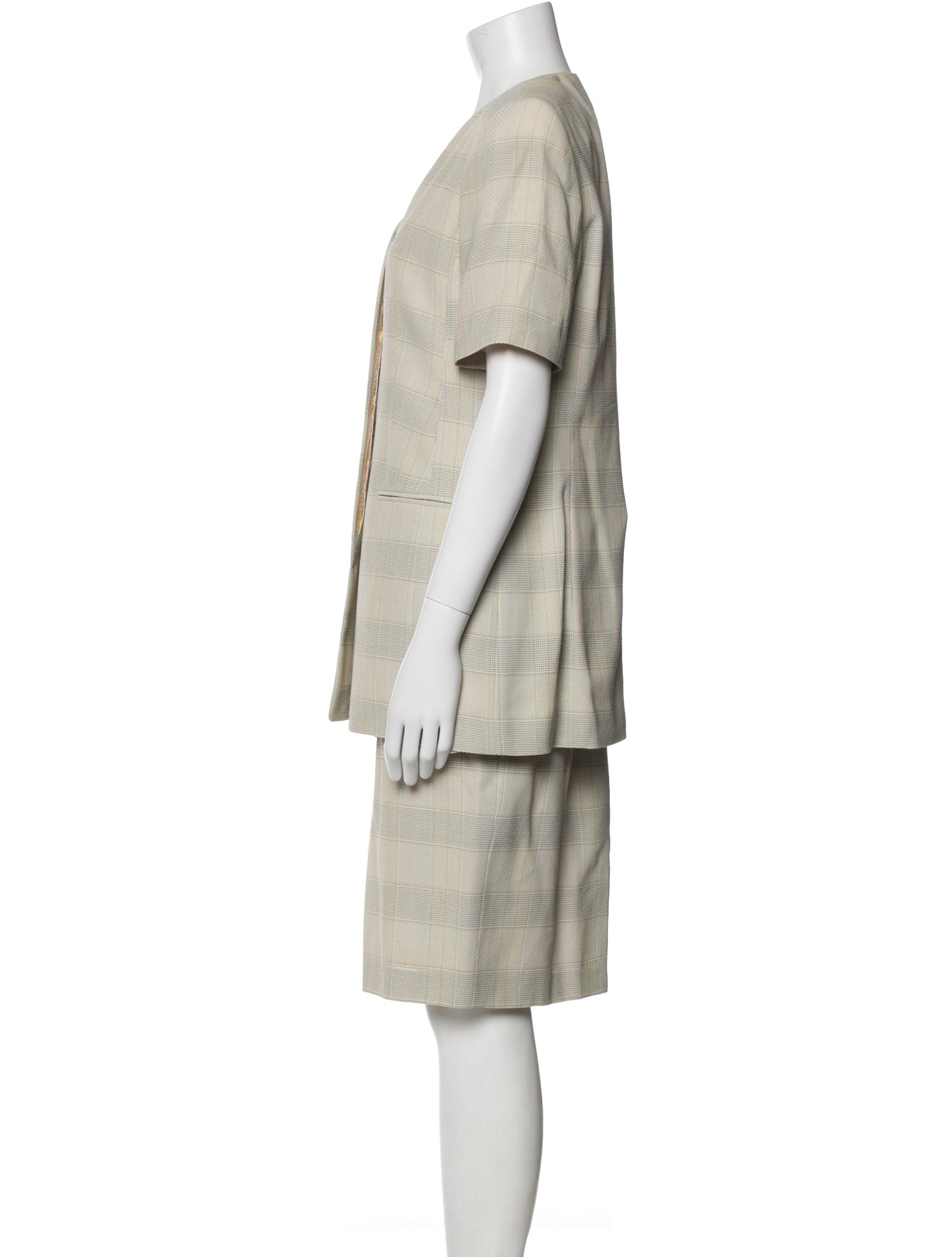 Louis Feraud Wool Striped Skirt Suit