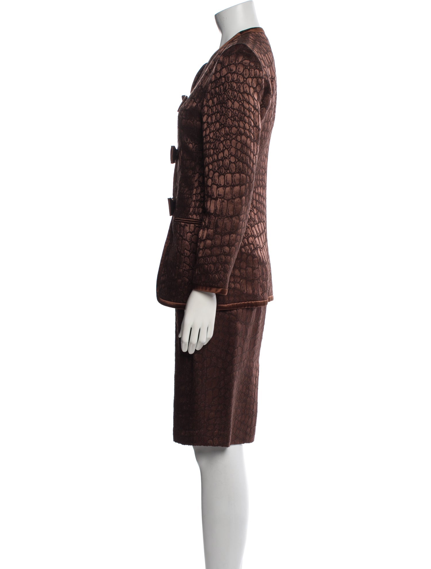 Louis Feraud Wool Printed Skirt Suit