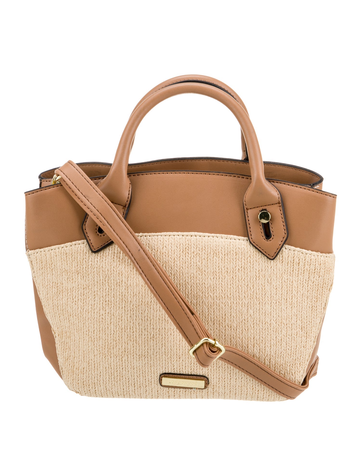 London Fog Raffia Top Handle Bag