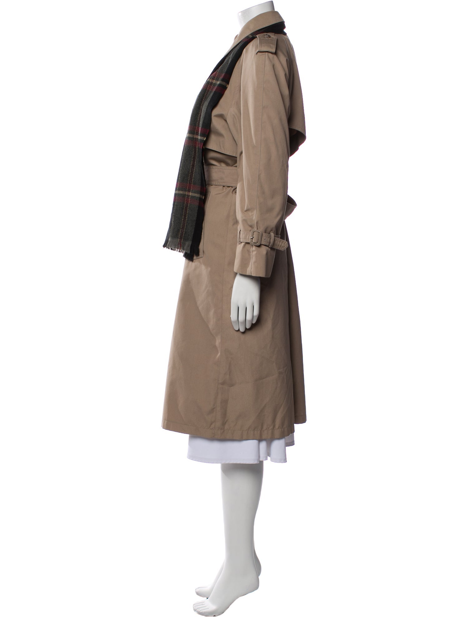 London Fog Plaid Print Trench Coat