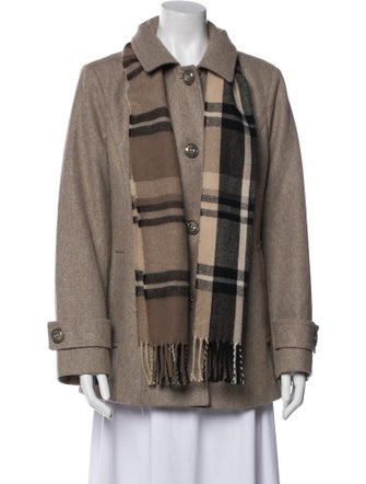 London Fog Wool Plaid Print Coat