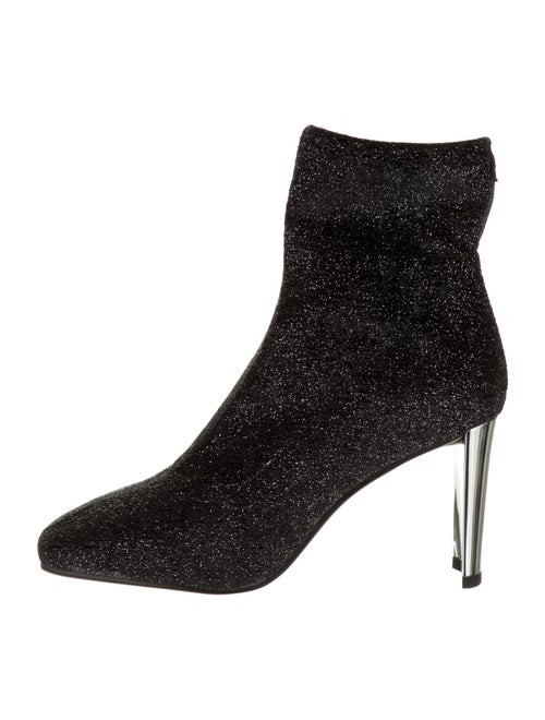 Lola Cruz Glitter Square-Toe Boots Black
