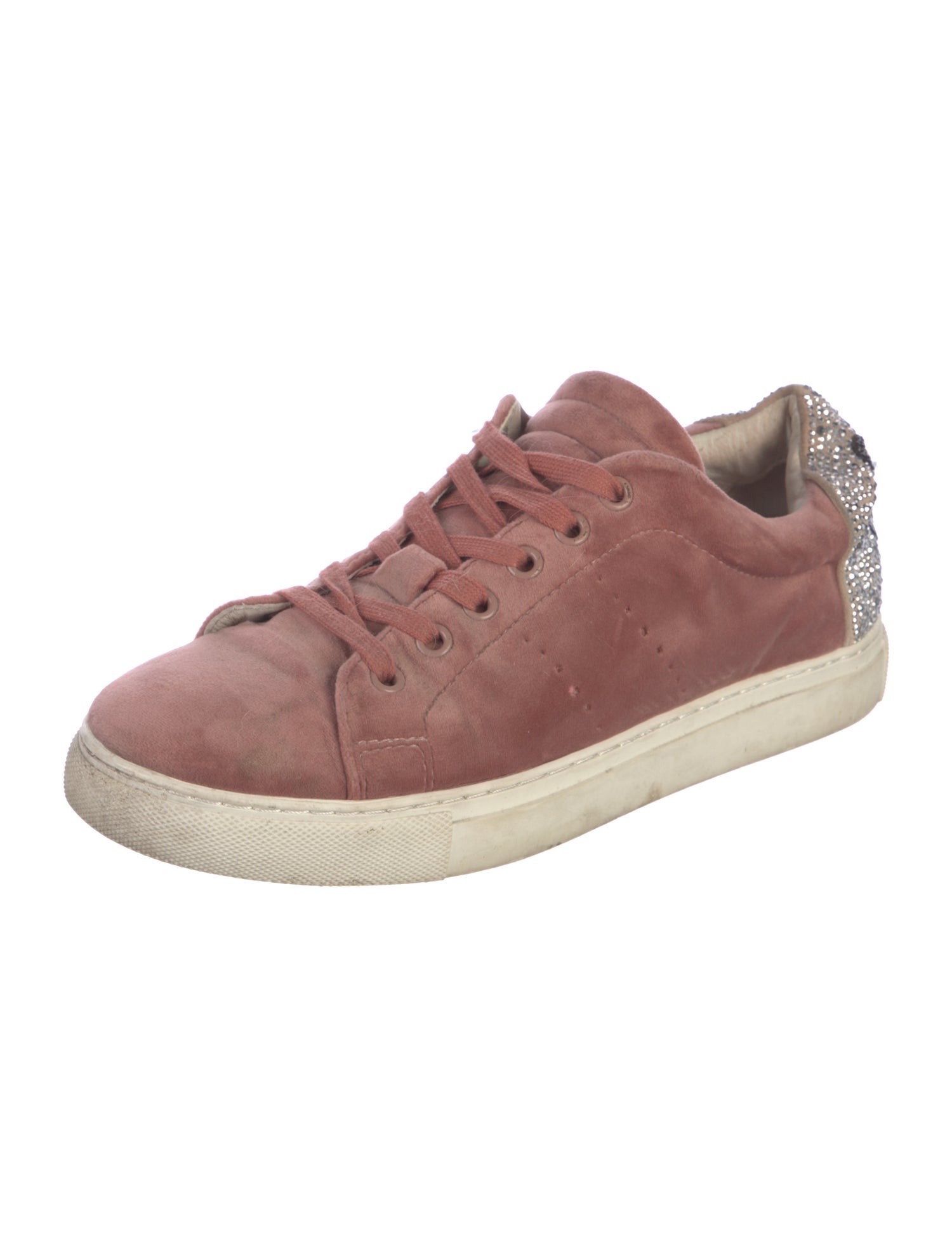 Lola Cruz Leather Crystal Embellishments Sneakers
