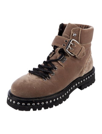 Lola Cruz Velvet Combat Boots