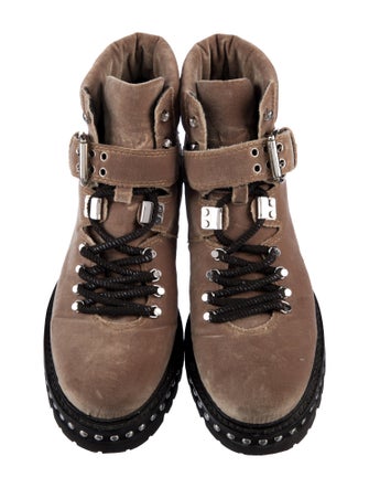 Lola Cruz Velvet Combat Boots