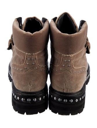 Lola Cruz Velvet Combat Boots