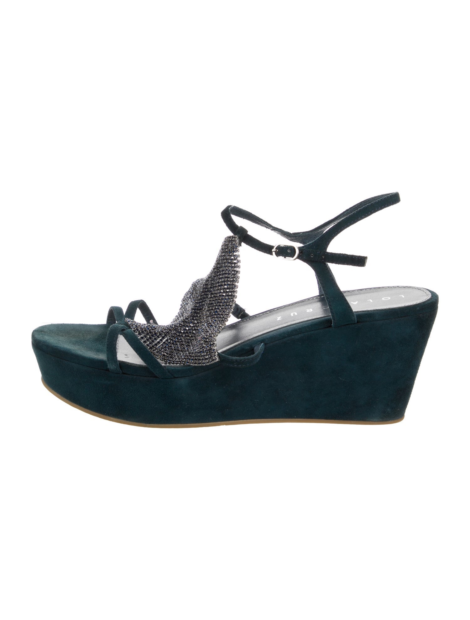 Lola Cruz Suede Crystal Embellishments Sandals