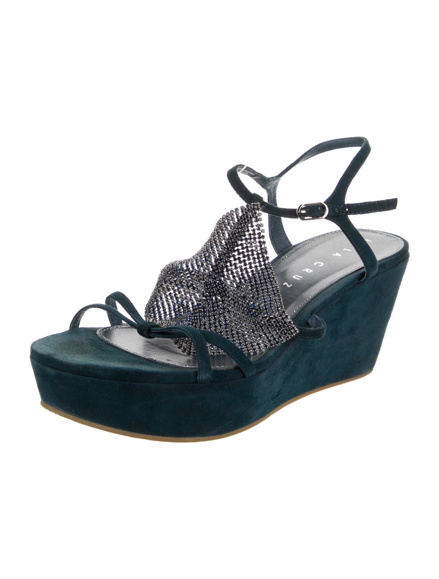 Lola Cruz Suede Crystal Embellishments Sandals