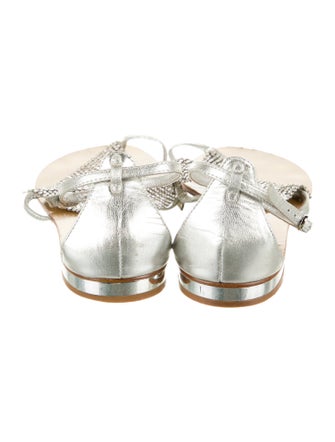 Lola Cruz Leather Crystal Embellishments T-Strap Sandals