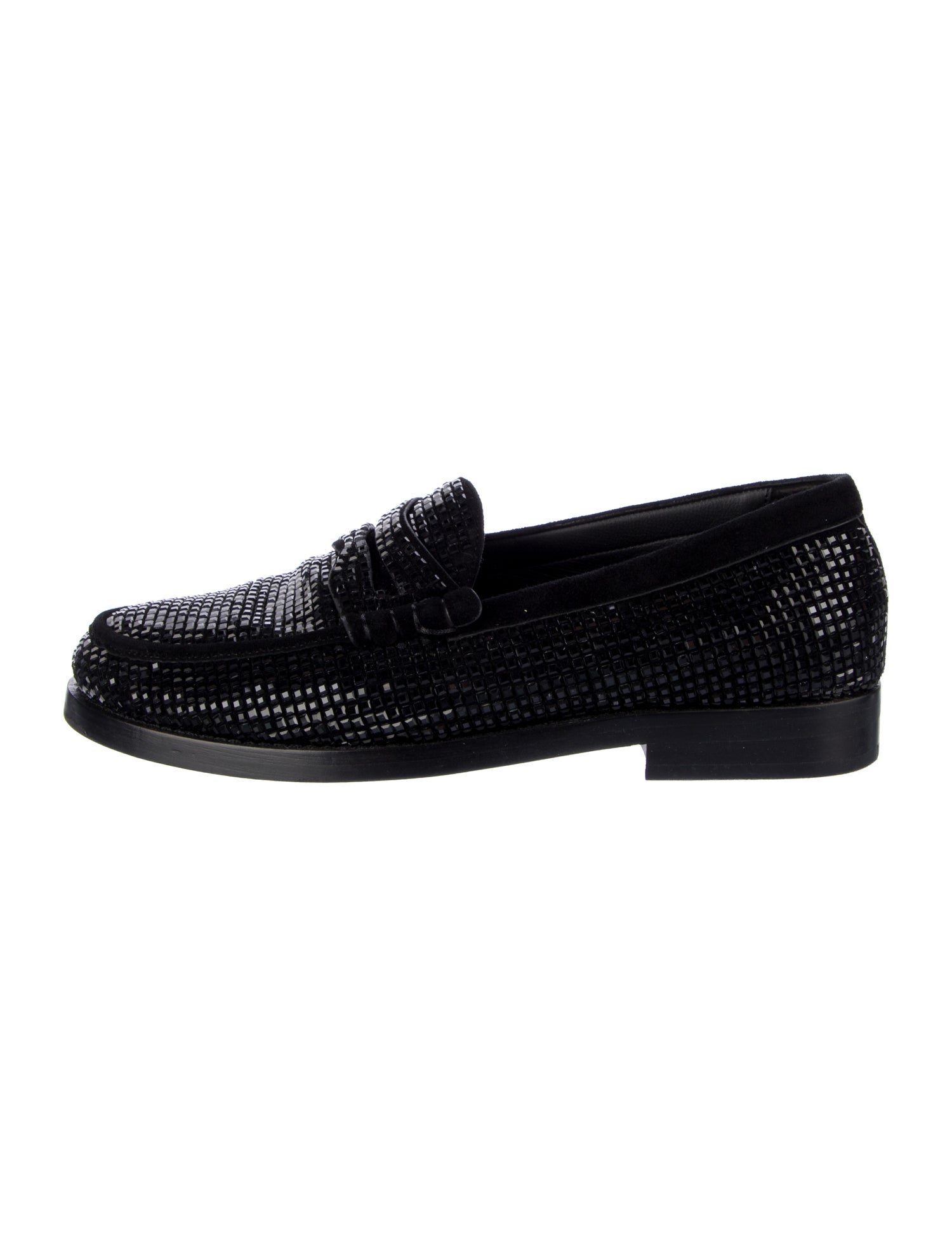 Lola Cruz Leather Crystal Embellishments Loafers