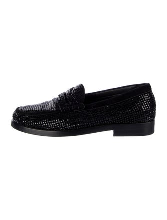 Lola Cruz Leather Crystal Embellishments Loafers