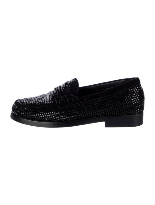 Lola Cruz Leather Crystal Embellishments Loafers