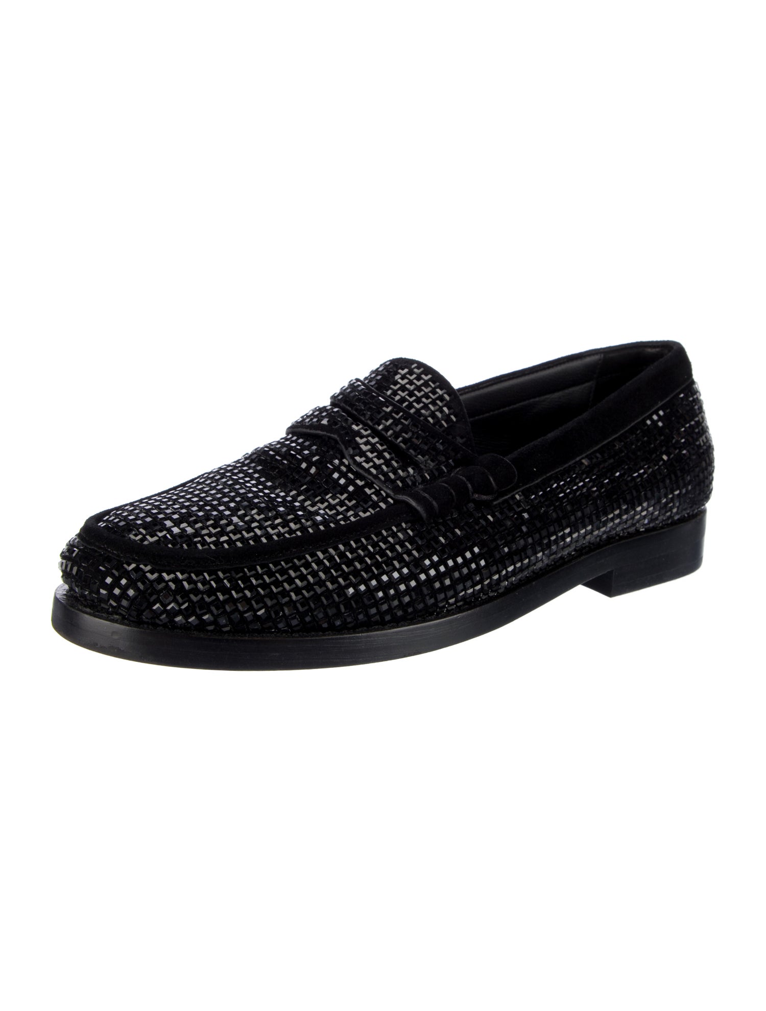 Lola Cruz Leather Crystal Embellishments Loafers