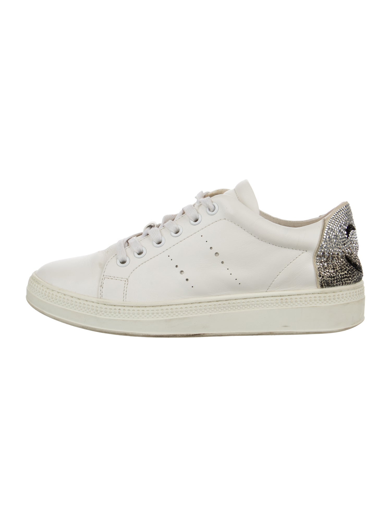 Lola Cruz Leather Crystal Embellishments Sneakers