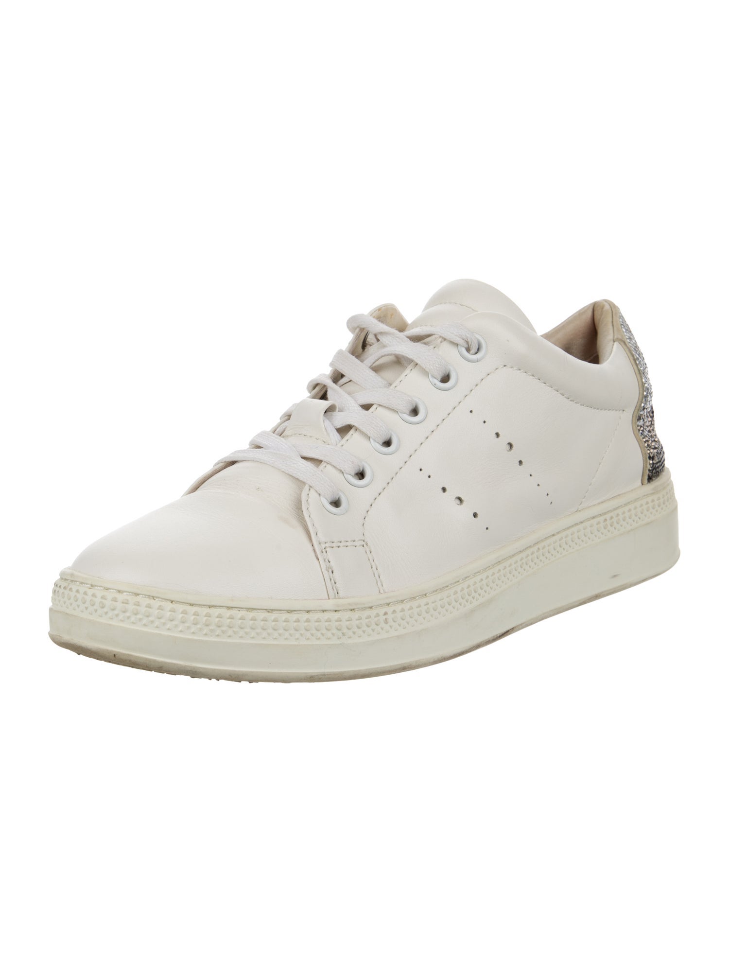 Lola Cruz Leather Crystal Embellishments Sneakers