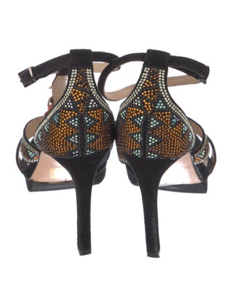 Lola Cruz Suede Printed T-Strap Sandals