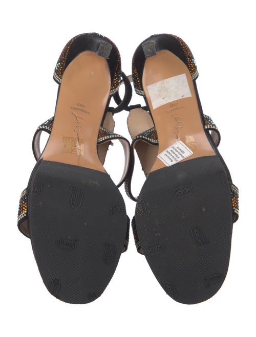 Lola Cruz Suede Printed T-Strap Sandals
