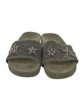 Lola Cruz Suede Crystal Embellishments Slides