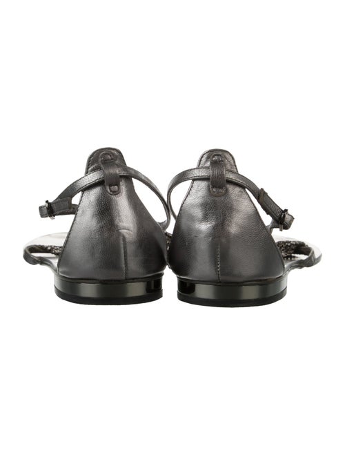 Lola Cruz Leather Crystal Embellishments T-Strap Sandals