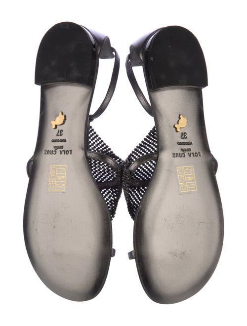 Lola Cruz Leather Crystal Embellishments T-Strap Sandals