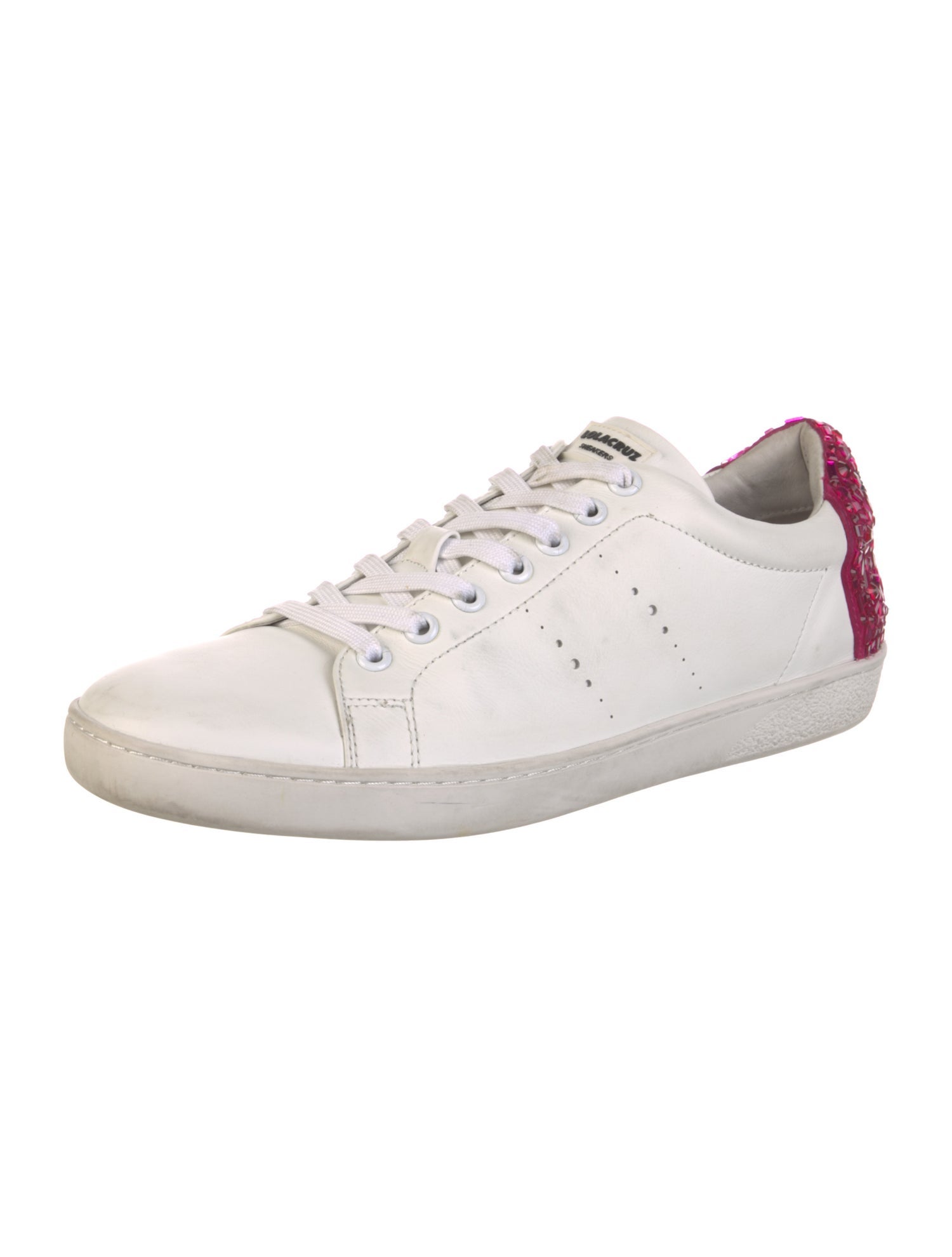 Lola Cruz Leather Crystal Embellishments Sneakers
