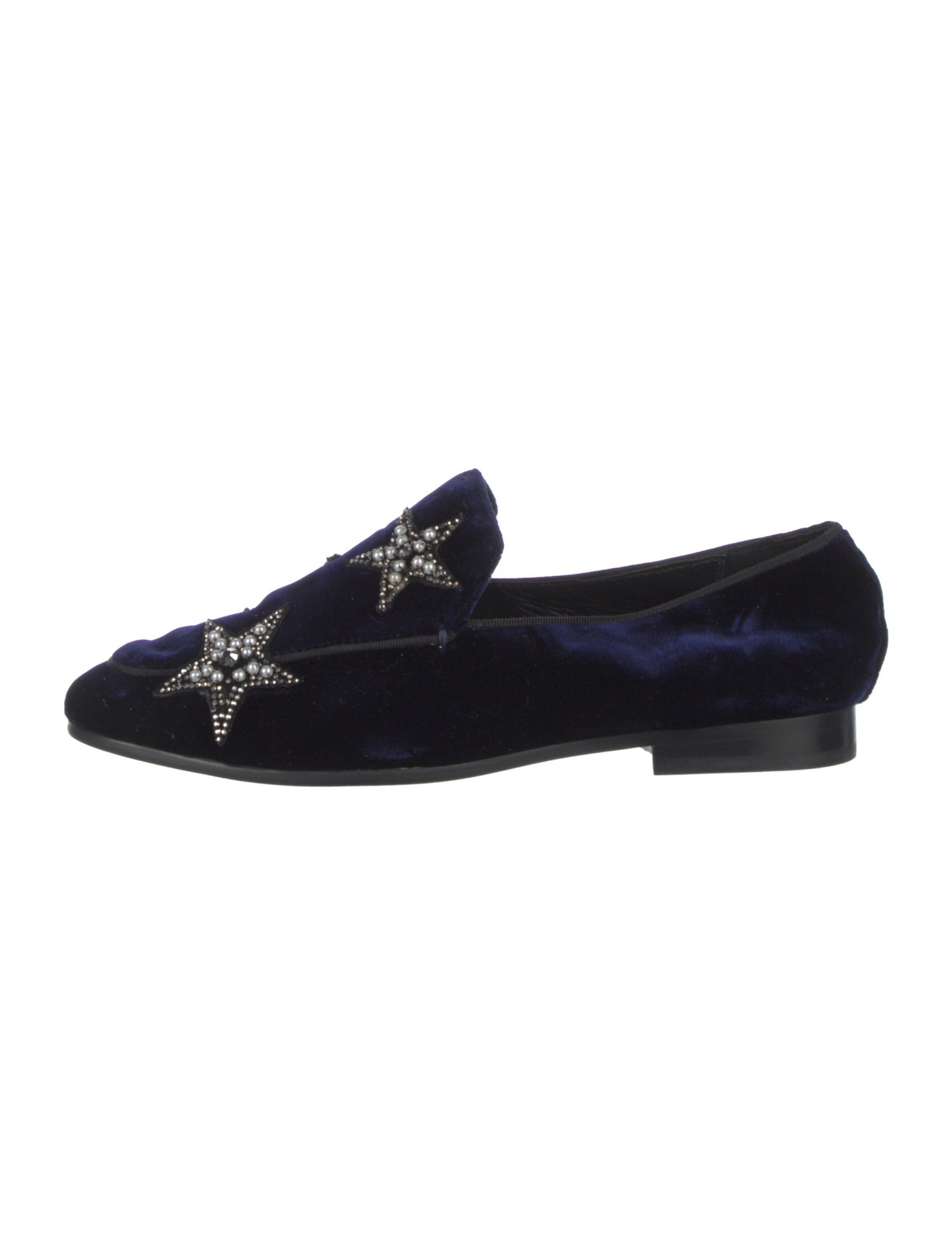 Lola Cruz Velvet Crystal Embellishments Loafers
