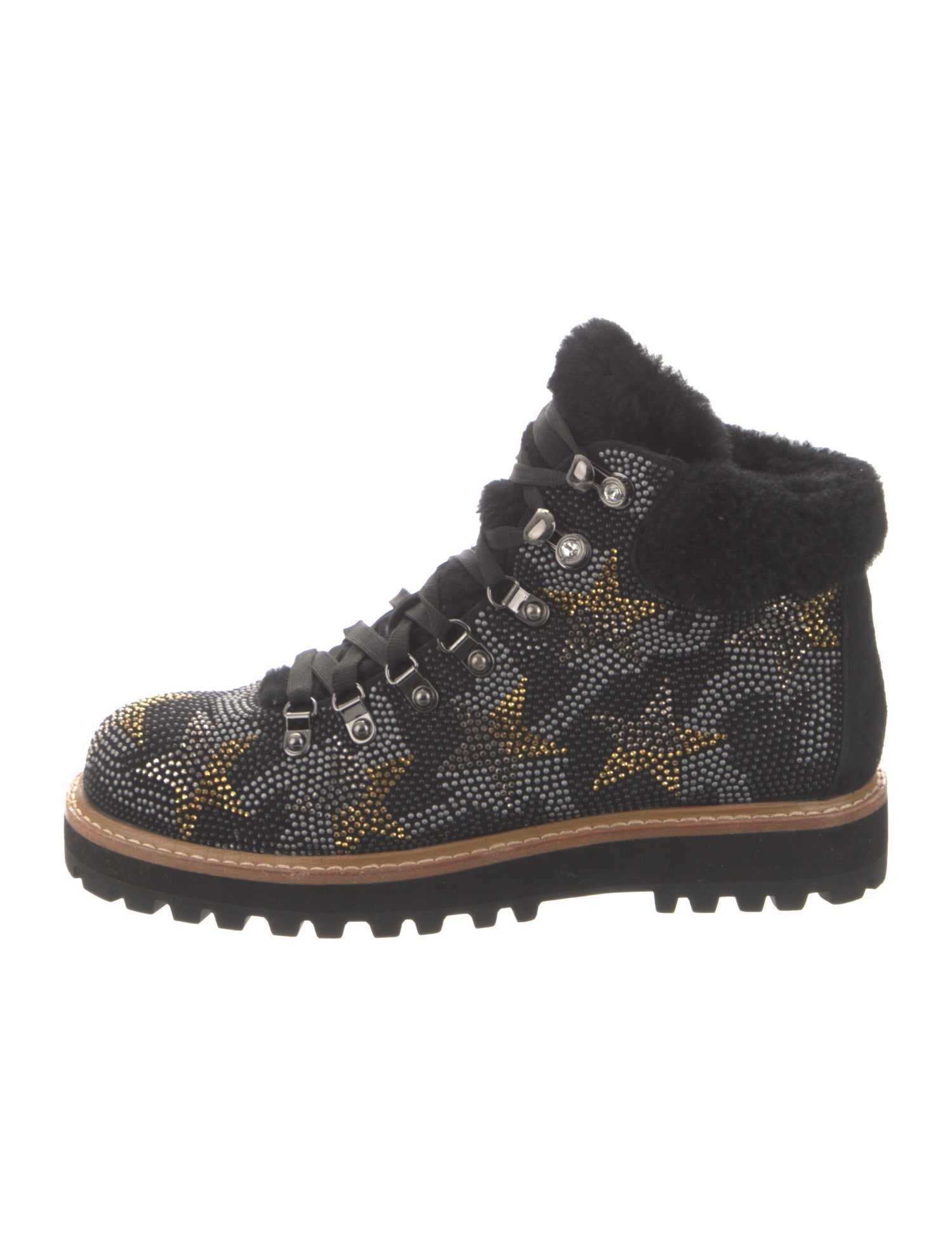 Lola Cruz Suede Crystal Embellishments Hiking Boots