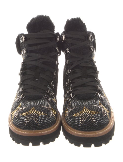 Lola Cruz Suede Crystal Embellishments Hiking Boots