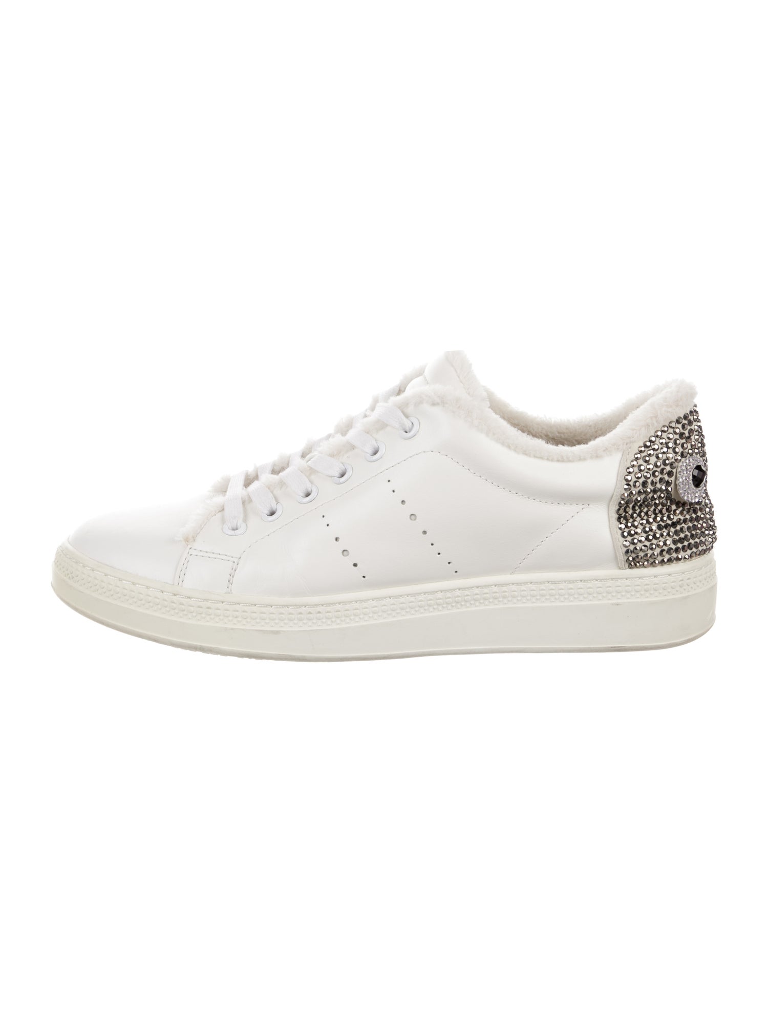 Lola Cruz Leather Crystal Embellishments Sneakers