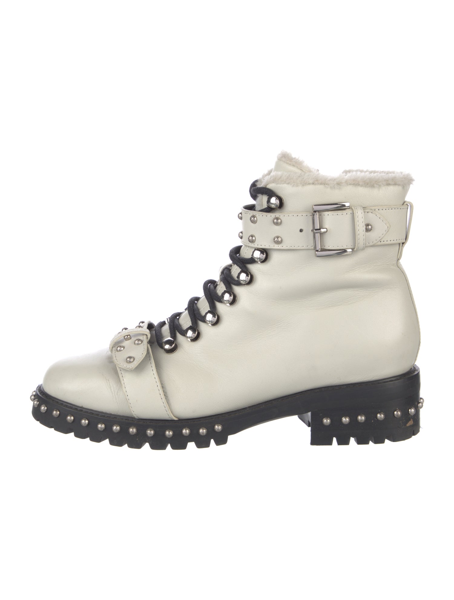Lola Cruz Leather Studded Accents Combat Boots