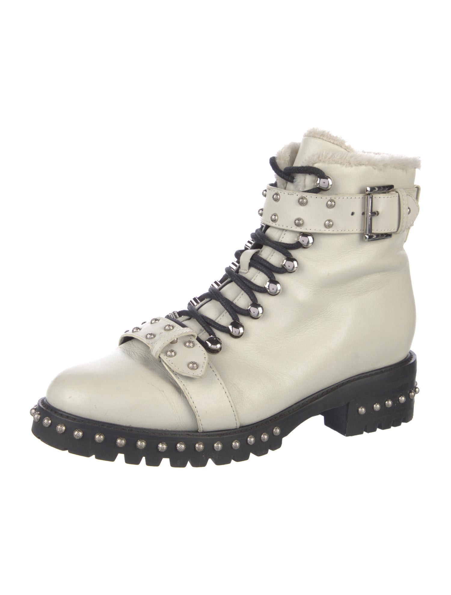 Lola Cruz Leather Studded Accents Combat Boots