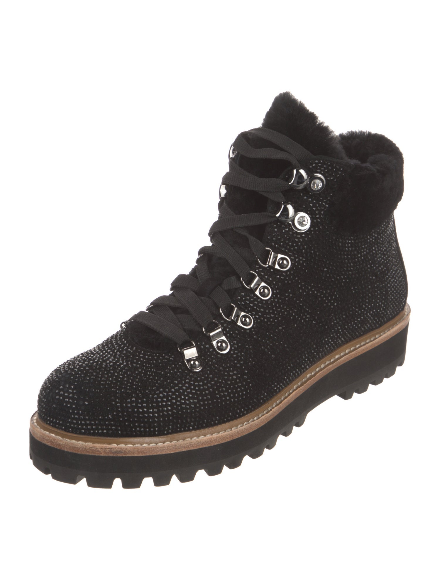 Lola Cruz Crystal Crystal Embellishments Hiking Boots