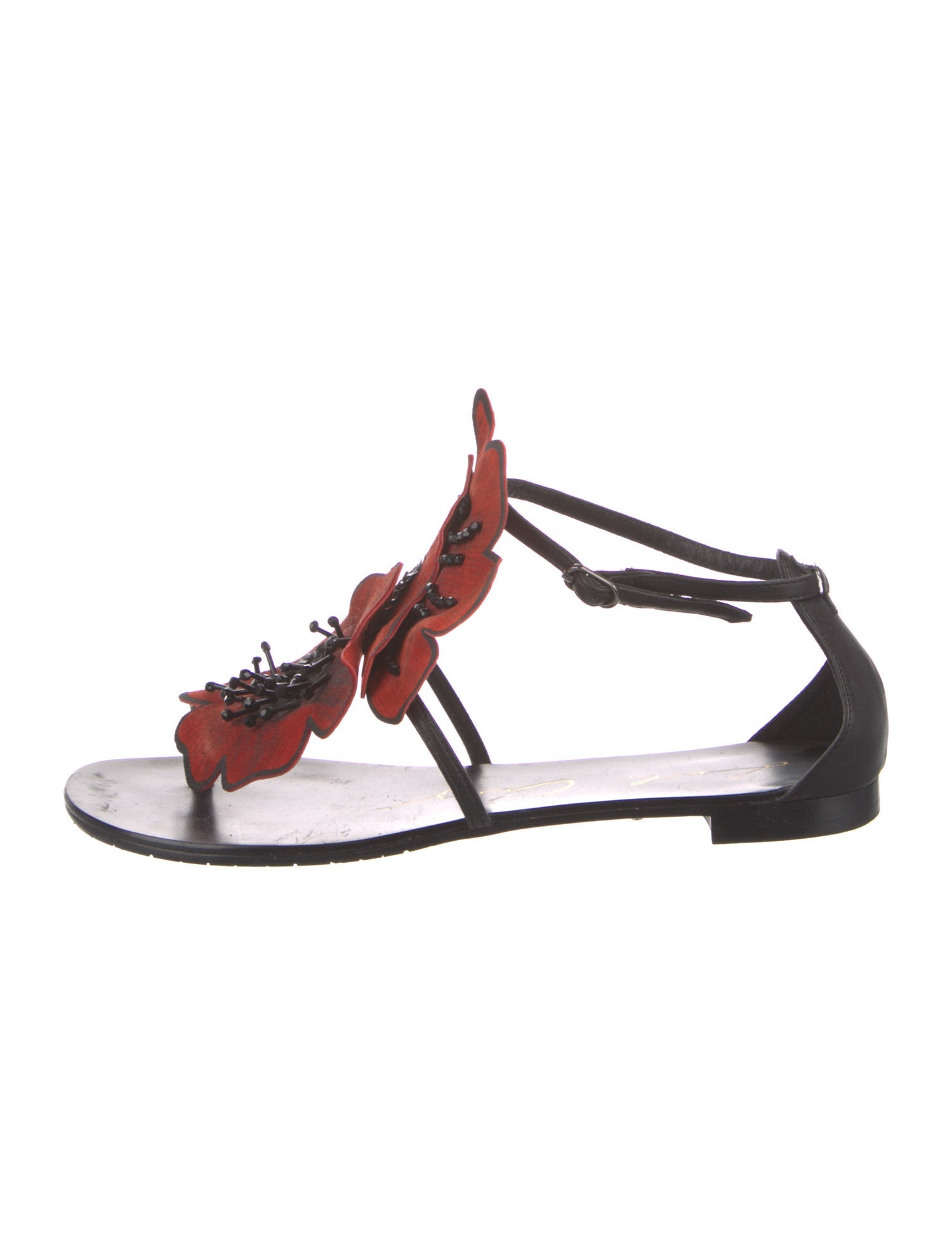 Lola Cruz Leather Beaded Accents Gladiator Sandals