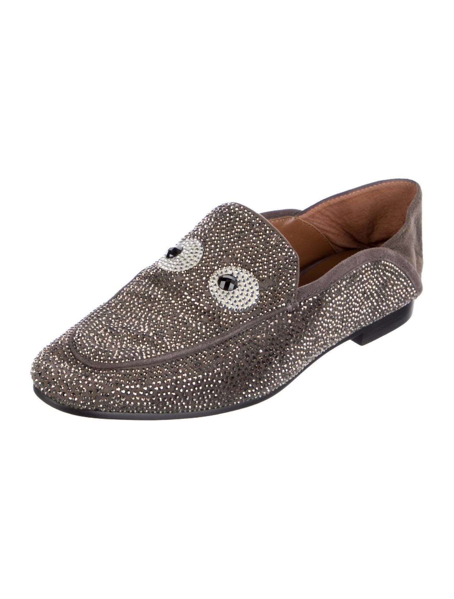 Lola Cruz Suede Crystal Embellishments Loafers