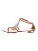 Lola Cruz Leather Crystal Embellishments T-Strap Sandals