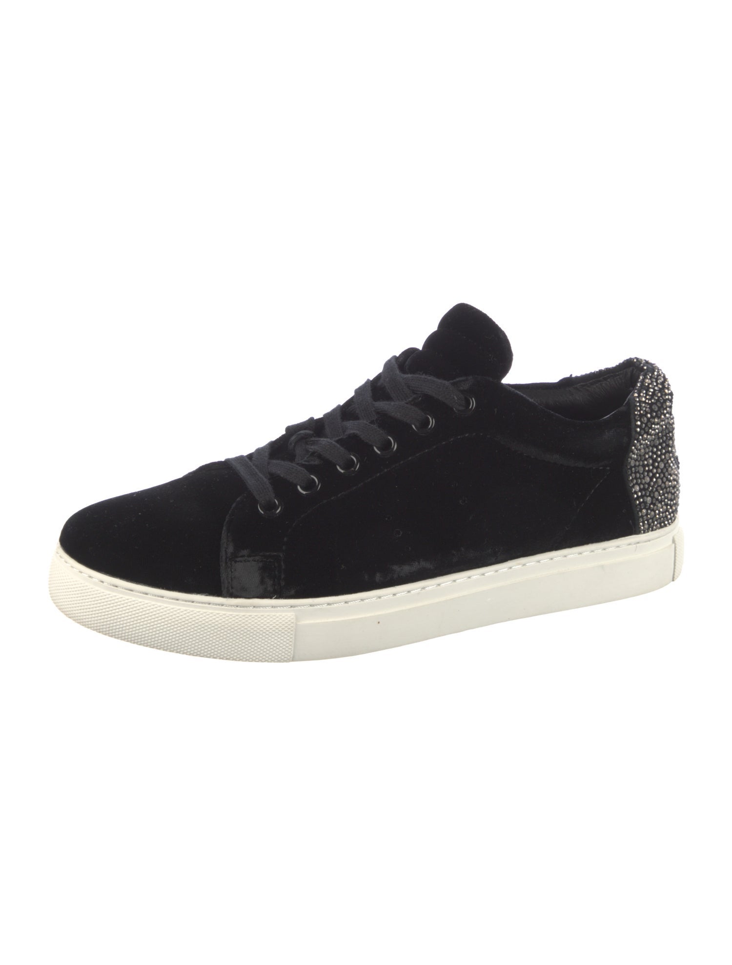 Lola Cruz Velvet Crystal Embellishments Sneakers