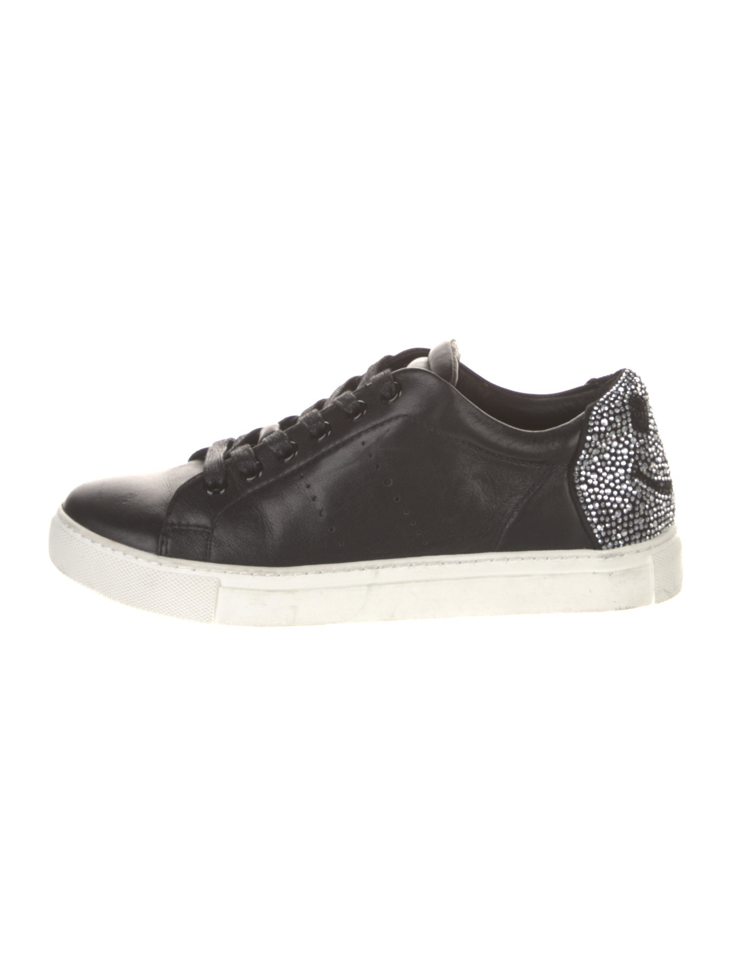 Lola Cruz Leather Crystal Embellishments Sneakers