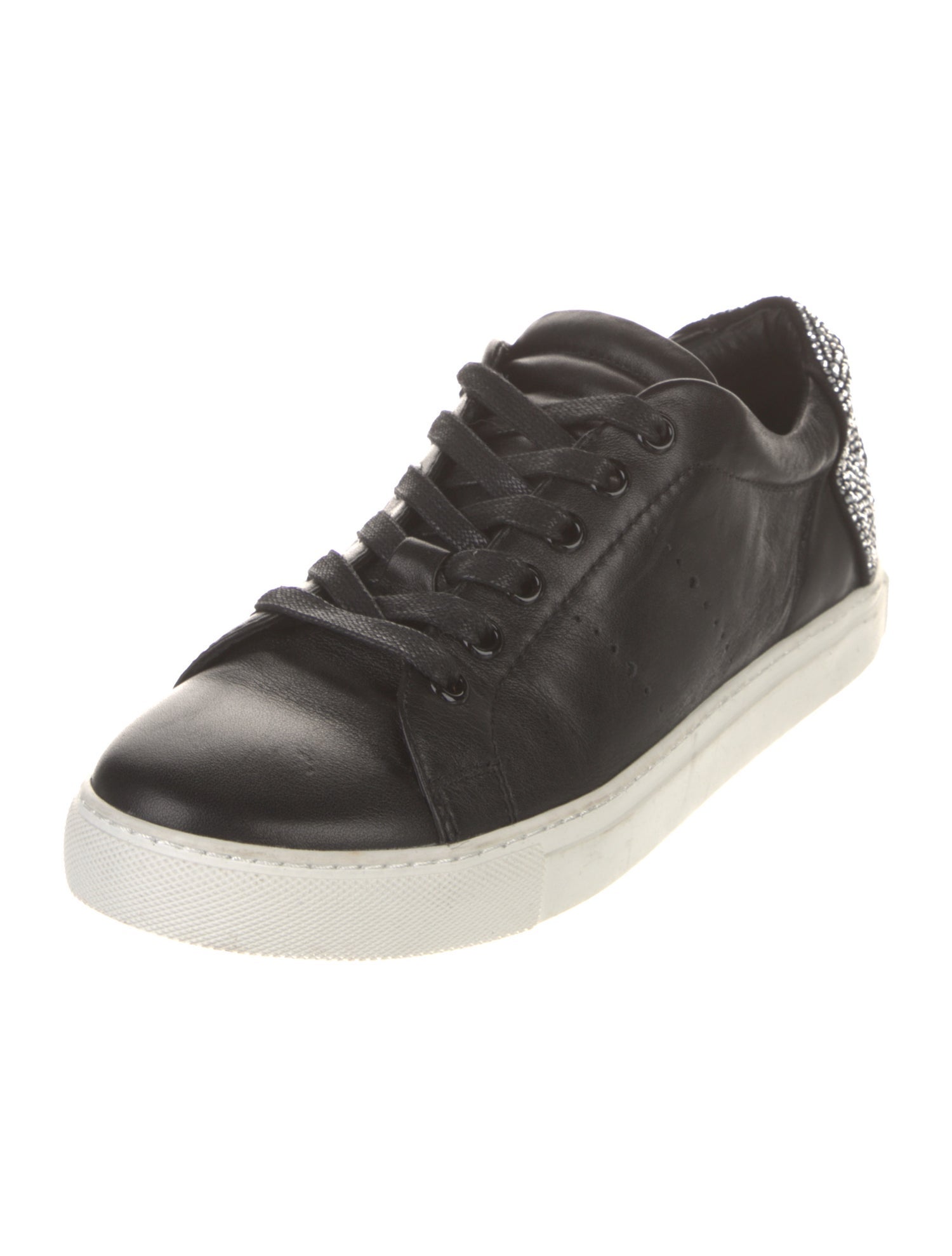Lola Cruz Leather Crystal Embellishments Sneakers