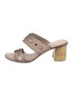 Lola Cruz Leather Crystal Embellishments Slides