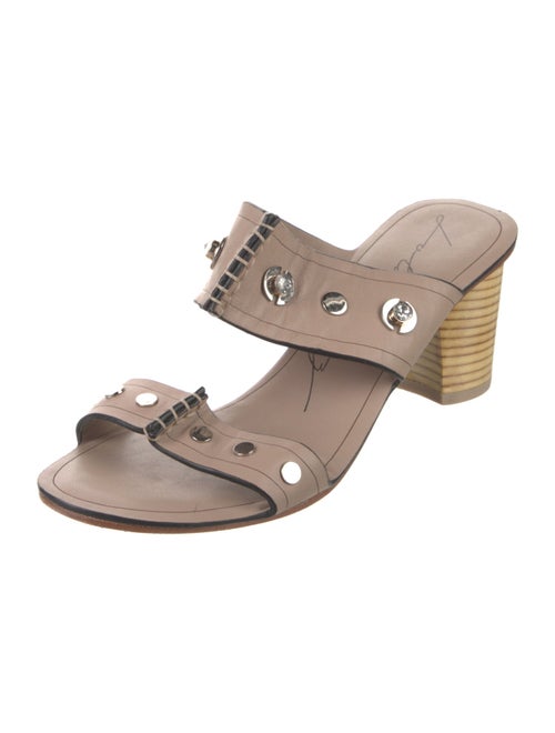 Lola Cruz Leather Crystal Embellishments Slides