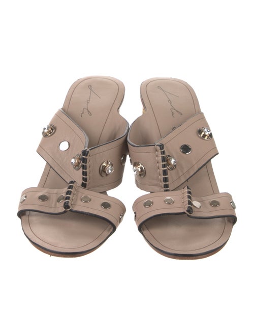 Lola Cruz Leather Crystal Embellishments Slides