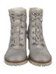 Lola Cruz Leather Crystal Embellishments Lace-Up Boots